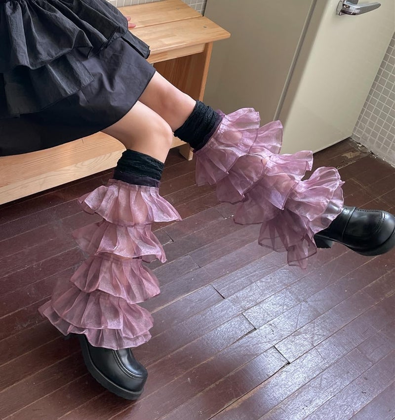 SherryDC Girl's Y2k Kawaii Leg Warmers Cute Lace Harajuku Leg Sleeves Gothic Lolita Long Slouch Socks for Women - Image 3